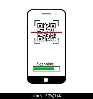 Mobil Scan Flat-Symbol auf weißem Hintergrund isoliert. QR Code Reader Vektor Illustration . Stock Vektor