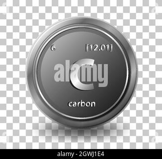 Chemisches Element. Chemisches Symbol mit Ordnungszahl und atomarer Masse. Stock Vektor
