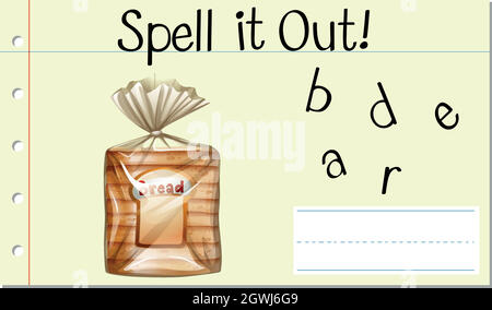 Buchstabieren Sie das englische Wort Brot Stock Vektor