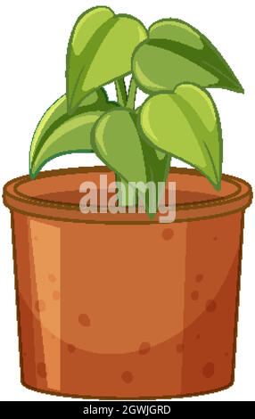 Grüne Pflanze in einem Topf Cartoon-Stil Stock Vektor