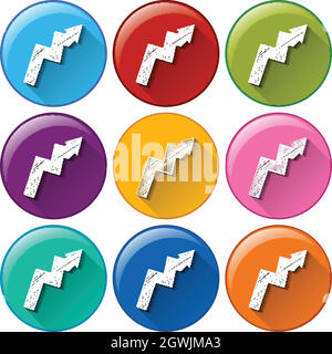 Schaltflächen mit Zickzackpfeilen Stock Vektor