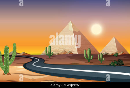 Eine Straße in der Wüstennacht Stock Vektor