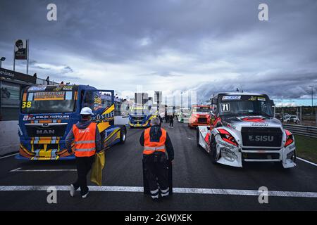 Circuito del Jarama, San Sebastian de los Reyes, Spanien. Oktober 2021. Spanische Truck Racing Championship. Tag 2. Kredit: EnriquePSans/Alamy Live Nachrichten Stockfoto