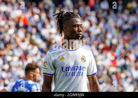 Barcelona, Spanien. Oktober 2021. Eduardo Camavinga während des La Liga-Spiels zwischen RCD Espanyol und Real Madrid im RCDE-Stadion in Barcelona, Spanien. Quelle: Christian Bertrand/Alamy Live News Stockfoto