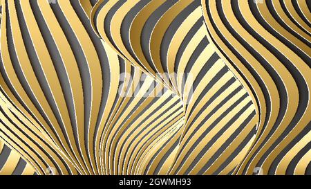 Luxus gold Hintergrund. Gewellt gold Landschaft consept Gold vector Hintergrund mit Farbverlauf Linien auf dunklem Hintergrund. Stock Vektor