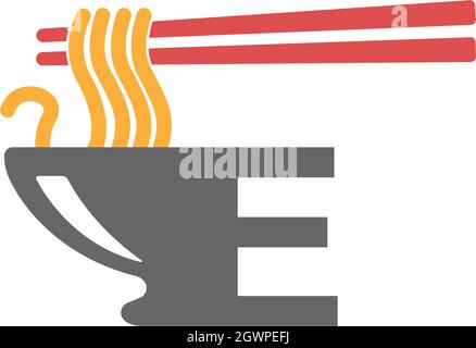 Buchstabe E mit Nudel-Symbol-Logo-Design-Vektor-Vorlage Stock Vektor