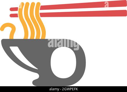 Buchstabe O mit Nudel-Symbol-Logo-Design-Vektor-Vorlage Stock Vektor