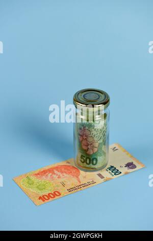 Argentinischer Peso, Sparkonzept Stockfoto