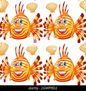 Nahtloser Hintergrund mit Fischen und Muscheln Stock Vektor