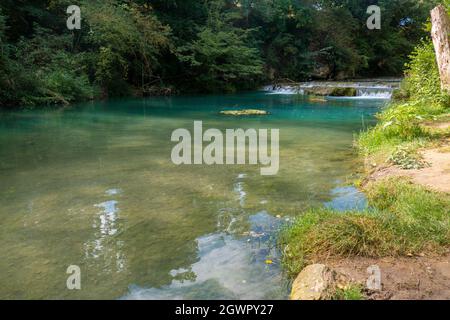 Parco Fluviale dell'Elsa (Flusspark von Elsa) in Colle Val d'Elsa, Toskana, Italien Stockfoto