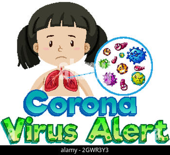 Schriftdesign für Coronavirus-Alarm bei kranken Kindern Stock Vektor