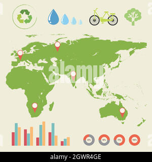 Eine Infografiken mit einer Karte Stock Vektor