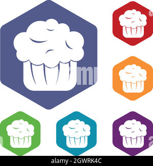 Cupcake Icons set Stock Vektor