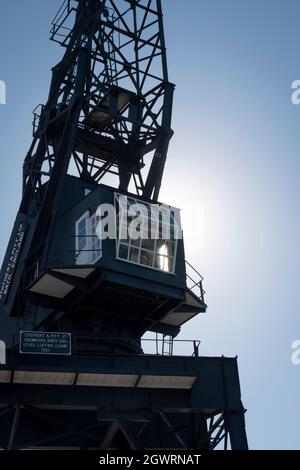 Historischer Kran auf Queens Wharf, Wellington, Nordinsel, Neuseeland Stockfoto