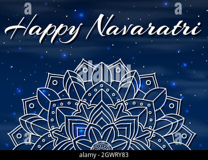 Navaratri Poster Design mit Mandala-Muster Stock Vektor