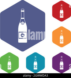 Champagner Icons set Stock Vektor