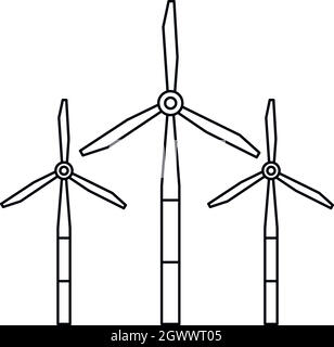 Windmühlen für elektrische Energie Produktion Symbol Stock Vektor