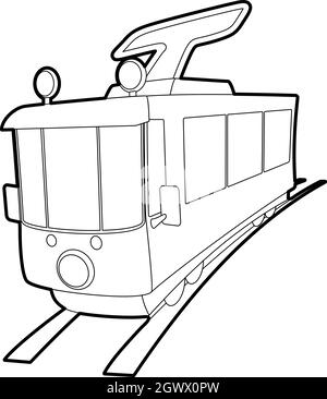 Straßenbahn-Symbol, Umriss-Stil Stock Vektor