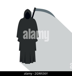 Grim Reaper Symbol, flachen Stil Stock Vektor