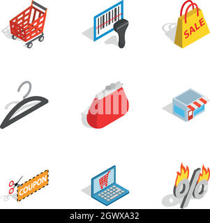 Electronic commerce Icons, isometrische 3D-Stil Stock Vektor