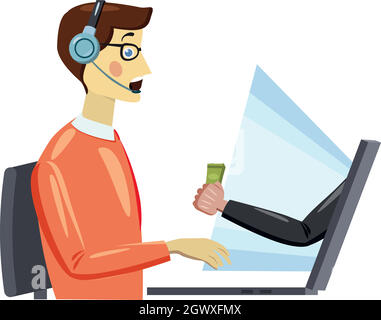 Online arbeiten, Symbol, Cartoon Stil Stock Vektor