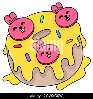 Süße Donuts Snack-Lebensmittel mit köstlicher Creme und Belag Stock Vektor
