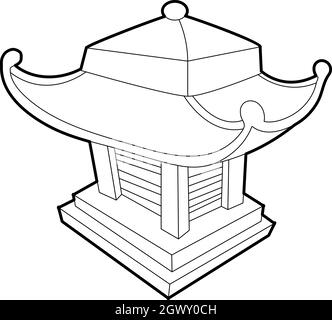 Asiatische Pagode Symbol, Umriss-Stil Stock Vektor