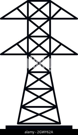 Hohe Spannung Turm Symbol, einfachen Stil Stock Vektor