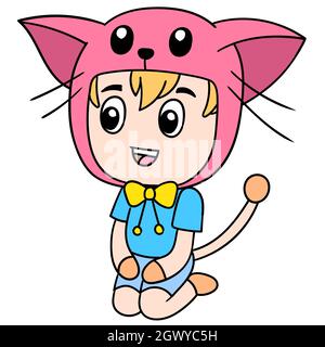 Mädchen im Katzenkostüm sind stylisch, um niedliche Tiere zu sein Stock Vektor