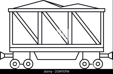 Beladenen Eisenbahnwaggon Symbol, outline Style Stock Vektor