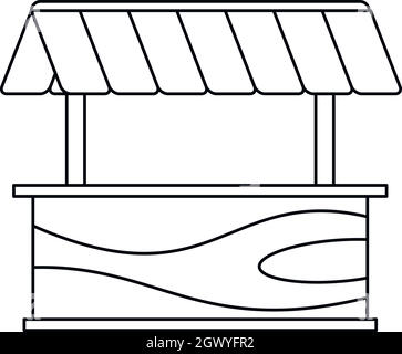 Straße mit Markise Symbol Stall, outline Style Stock Vektor