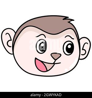 Monkey Head Logo mit einem fröhlichen Lächeln auf den Lippen Stock Vektor