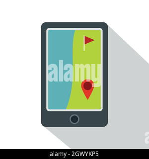 Golfplatz auf einem Tablet-Symbol, flacher Stil Stock Vektor