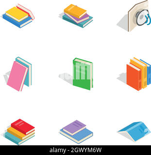 Bücher Icons, isometrische 3D-Stil Stock Vektor