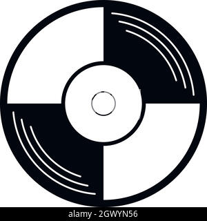 Vinyl Symbol Aufzeichnen, einfachen Stil Stock Vektor