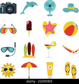 Sommer-Rest stellen flach icons Stock Vektor