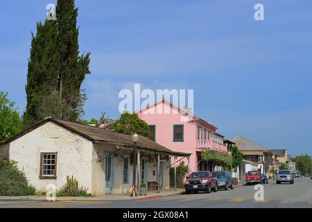 Die historische Innenstadt von San Juan Bautista, CA Stockfoto