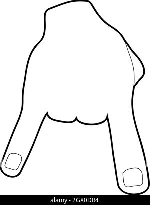 Zwei Finger Symbol, outline Style Stock Vektor