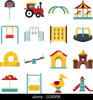 Spielplatz stellen flach icons Stock Vektor