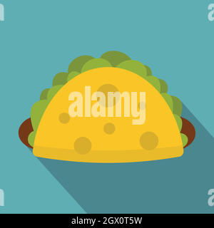 Tortilla Wrap mit Gemüse Symbol, flacher Stil Stock Vektor