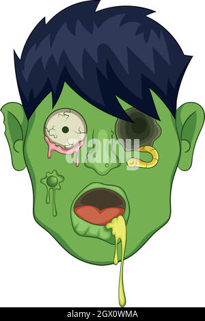 Zombie Kopf Symbol, Cartoon Stil Stock Vektor