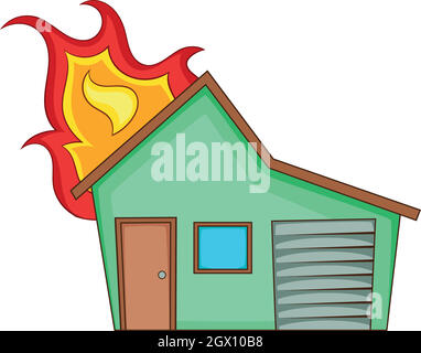 Haus auf Feuer Symbol, Cartoon Stil Stock Vektor