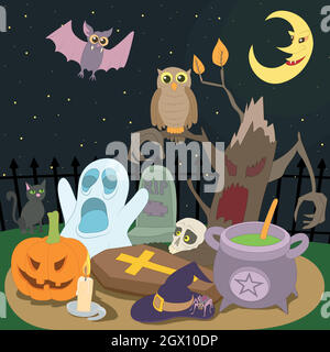 Happy halloween Konzept, Cartoon-Stil Stock Vektor