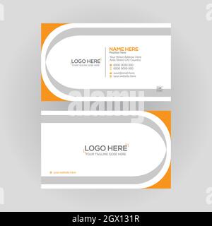 Orangefarbenes doppelseitiges Vektor-Visitenkartendesign Stock Vektor