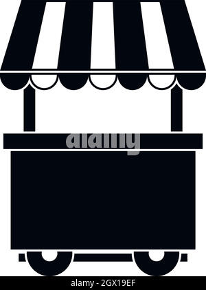Essen Trolley mit Markise Symbol, einfachen Stil Stock Vektor