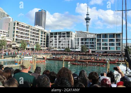 Maori Boat, Auckland, Neuseeland, 10. September 2012 Stockfoto