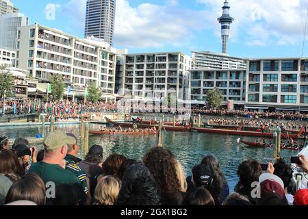 Maori Boat, Auckland, Neuseeland, 10. September 2012 Stockfoto