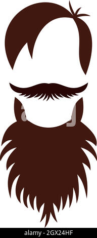 Männer Frisur mit Bart und Schnurrbart-Symbol Stock Vektor