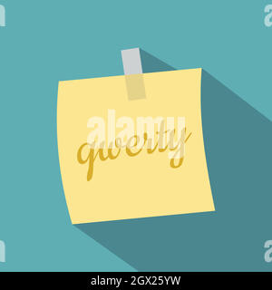 Gelbe Blatt Papier für Notizen, Symbol, flacher Stil Stock Vektor