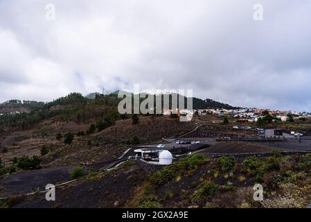 Vulkanlandschaft, Dorf Los Canarios in Fuencaliente, La Palma, Kanarische Inseln Stockfoto